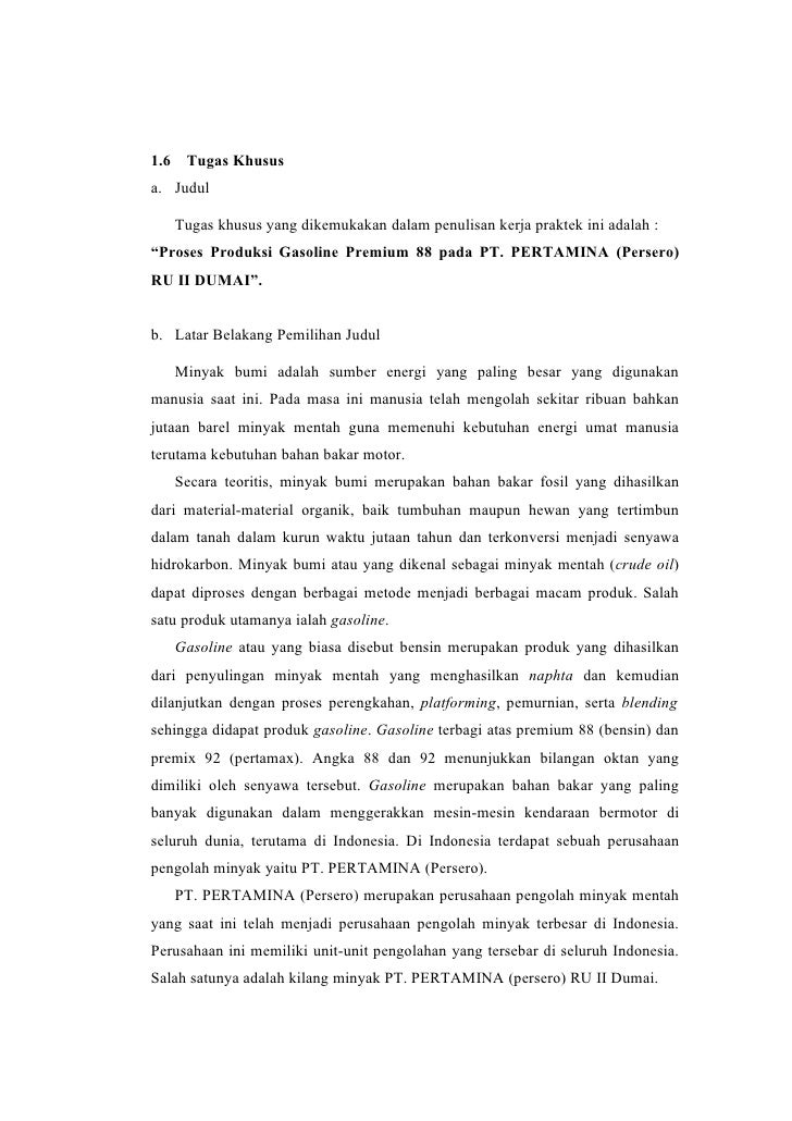 Proposal Magang Gasoline Premium 88 Proposal Magang Gasoline Premium 88