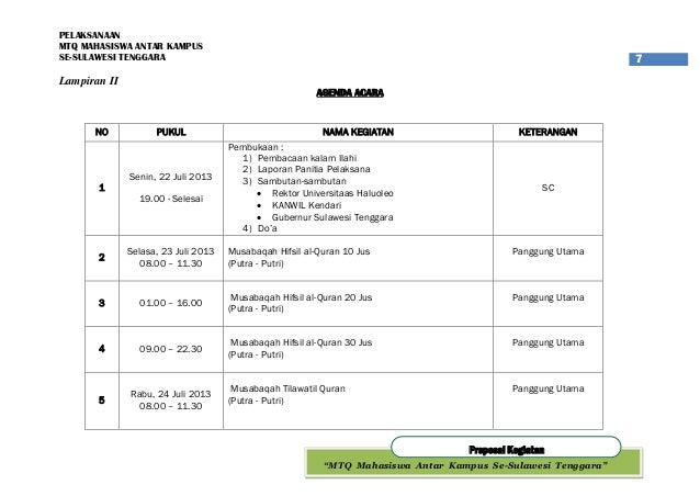 mahasiswa contoh proposal beasiswa Mahasiswa Kampus Antar Musabaqah PDF Proposal Contoh