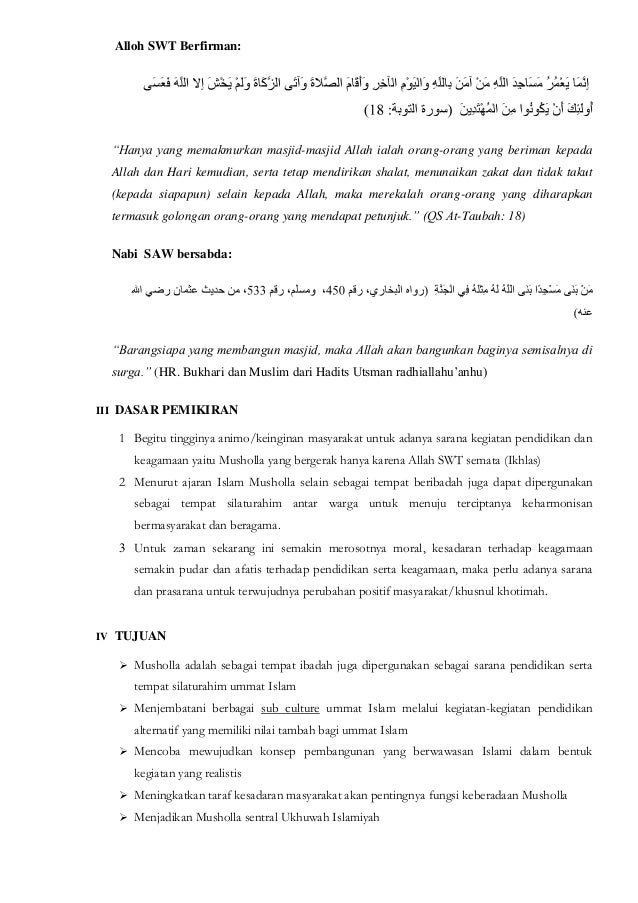 Contoh Proposal Rehab Musholla