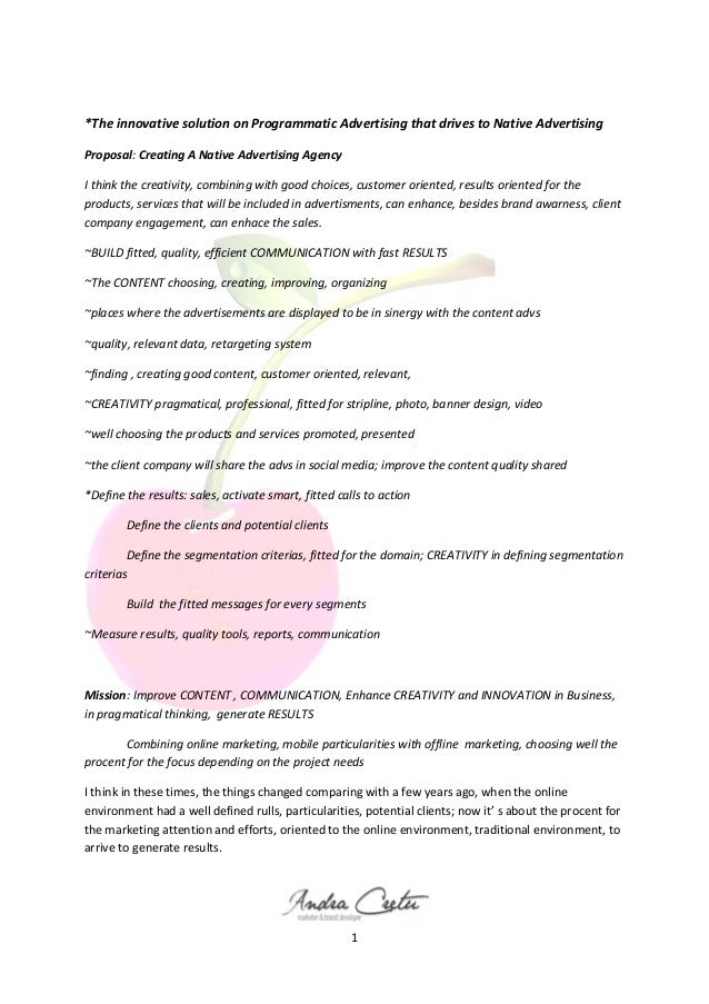 proposal on becoming native advertising agency advertising proposal