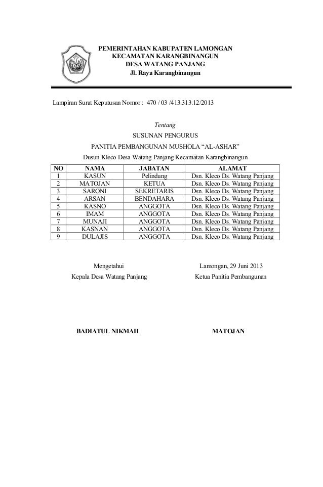 Proposal pembangunan mushola doc