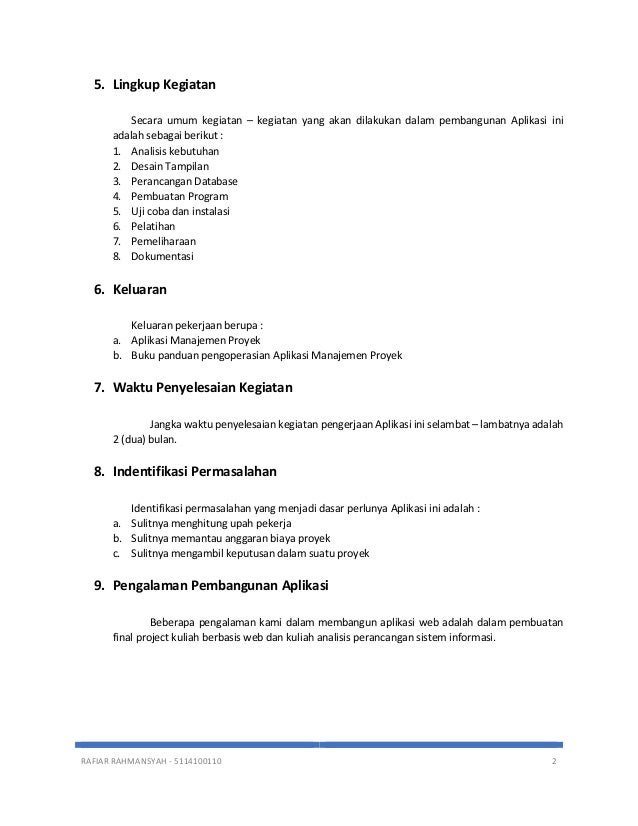 Proposal pembuatan aplikasi manajemen proyek pada pt