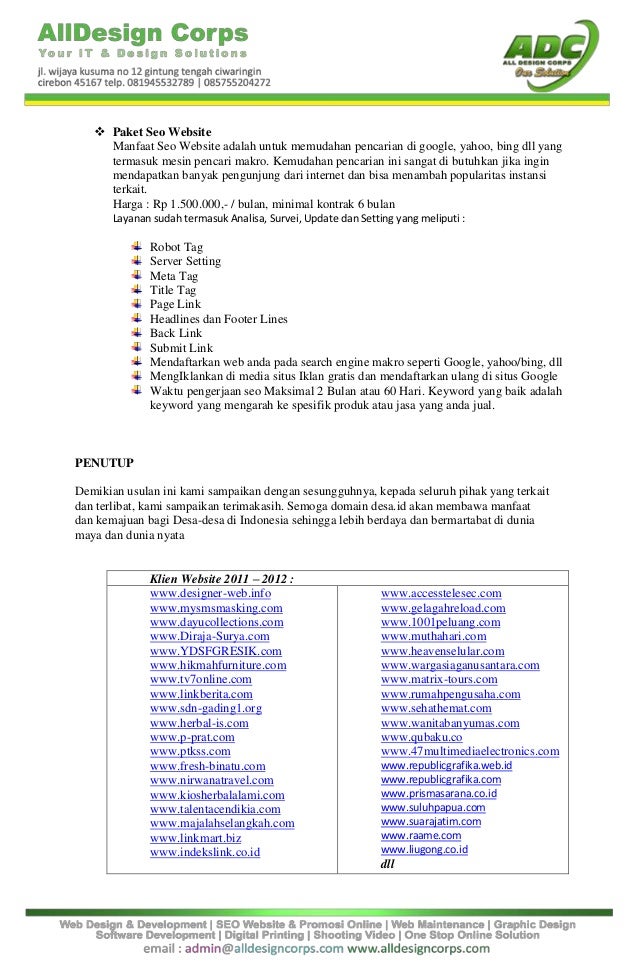 Proposal penawaran jasa pembuatan website www