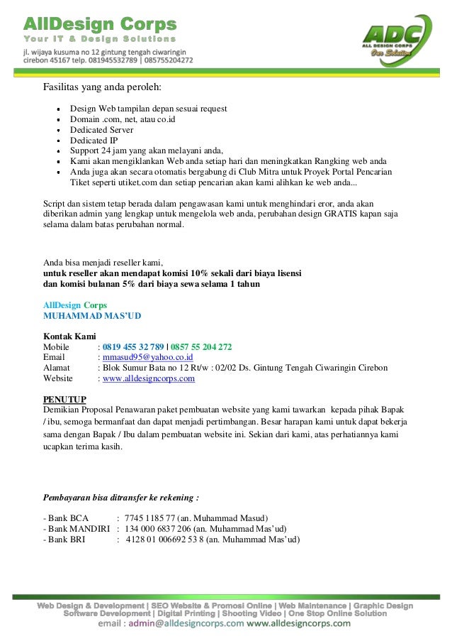 Proposal penawaran jasa pembuatan website tiketing online