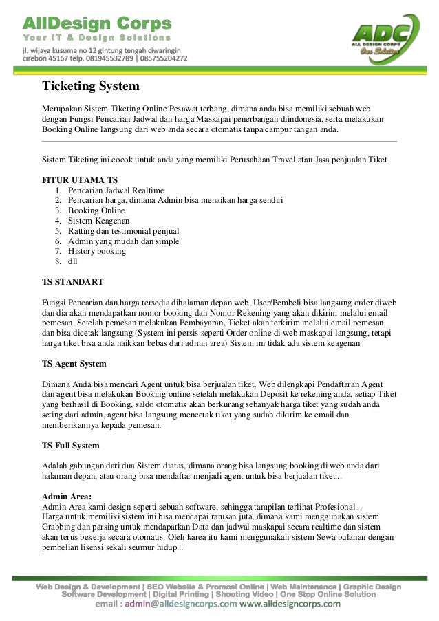 Proposal penawaran jasa pembuatan website tiketing online