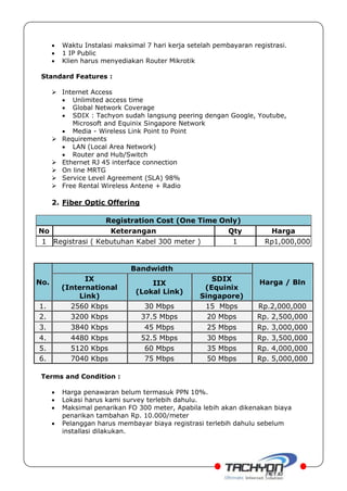 Proposal penawaran koneksi internet fo dan wireless pt. remala abadi ...