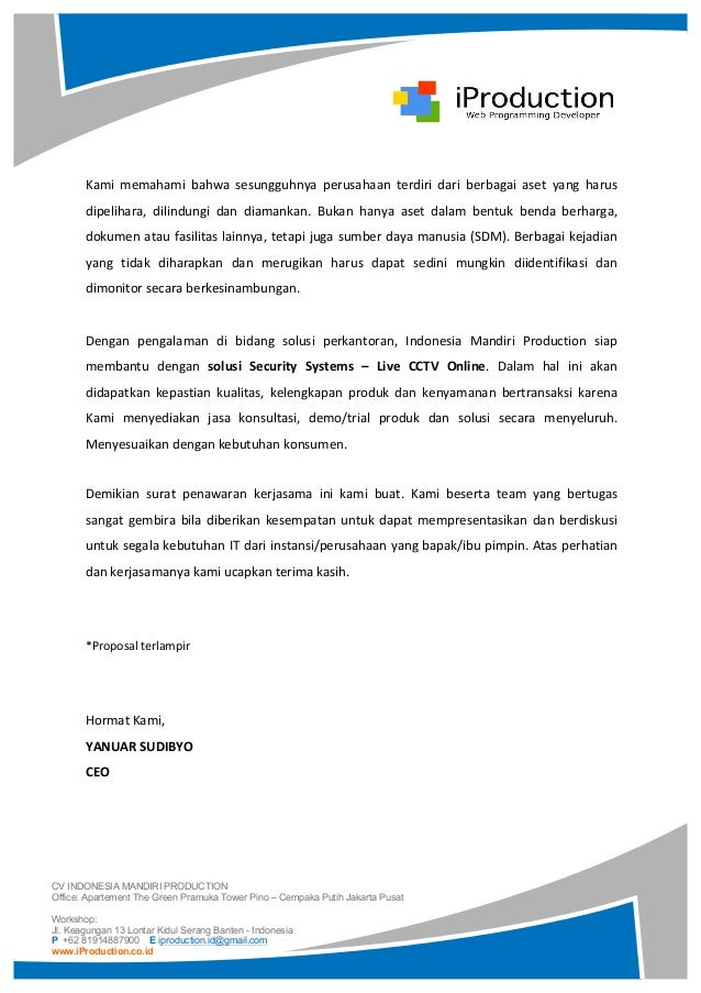 Contoh Surat Mohon Pasang Cctv