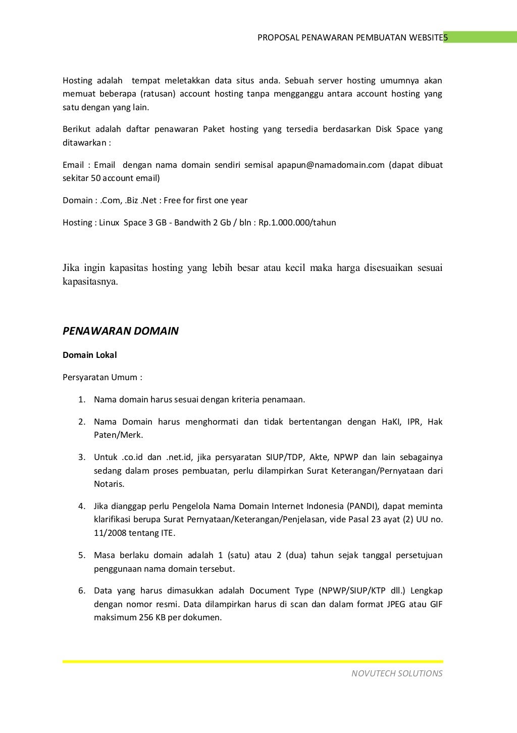 Proposal penawaran pembuatan website baru