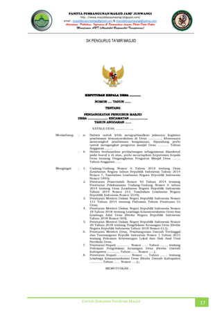 JUNWANGI
http : //www.masjiddesajunwangi.blogspot.com/
email : masjiddesajunwangi@gmail.com & masjiddesajunwangi@yahoo.com
Contoh Dokumen Pendirian Masjid 17
 