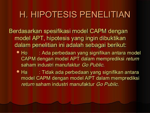 Analisis Asset Pricing Models Industri Manufaktur yang 