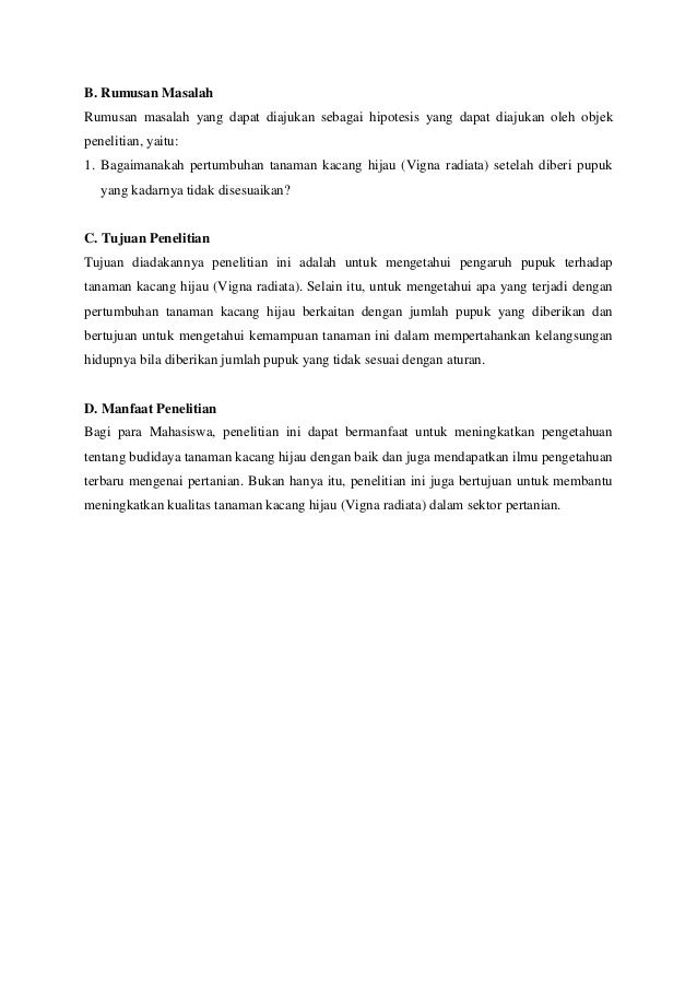 Proposal penelitian pengaruh pupuk urea terhadap tanaman Proposal penelitian pengaruh pupuk urea terhadap tanaman