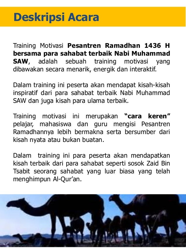 Proposal Training Motivasi pesantren ramadhan 2015