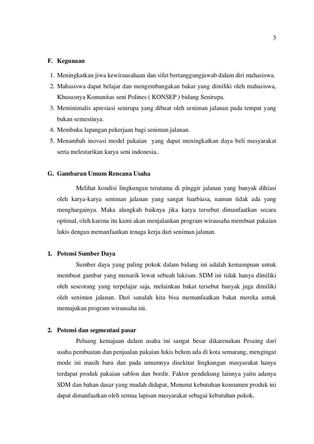 Proposal business plan pakaian picture