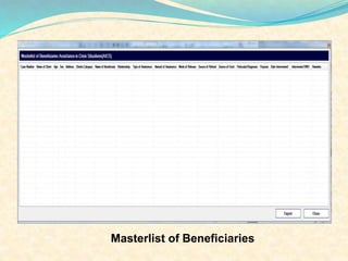 Masterlist of Beneficiaries 
 