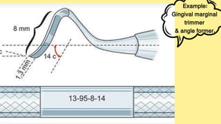 Example:
Gingival marginal
trimmer
& angle former.
 