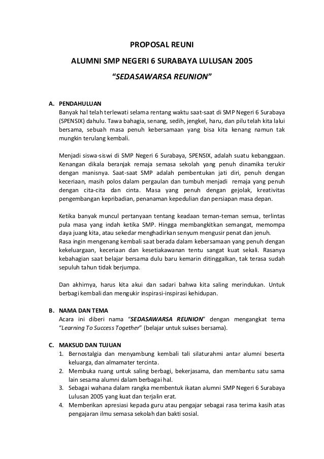 Proposal Reuni Sekolah Contoh Surat Reuni Contoh Surat Proposal Ini