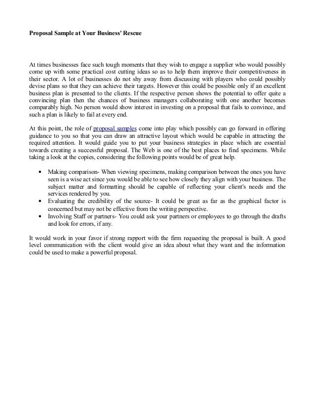 Proposal sample at your business' rescue