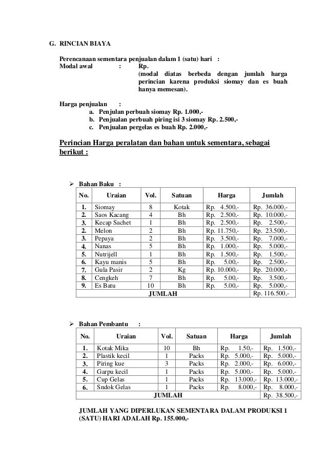 Proposal Usaha Siomay Pigura
