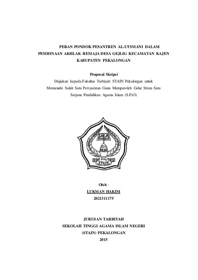 Contoh Proposal Skripsi Pendidikan Agama Islam Kualitatif