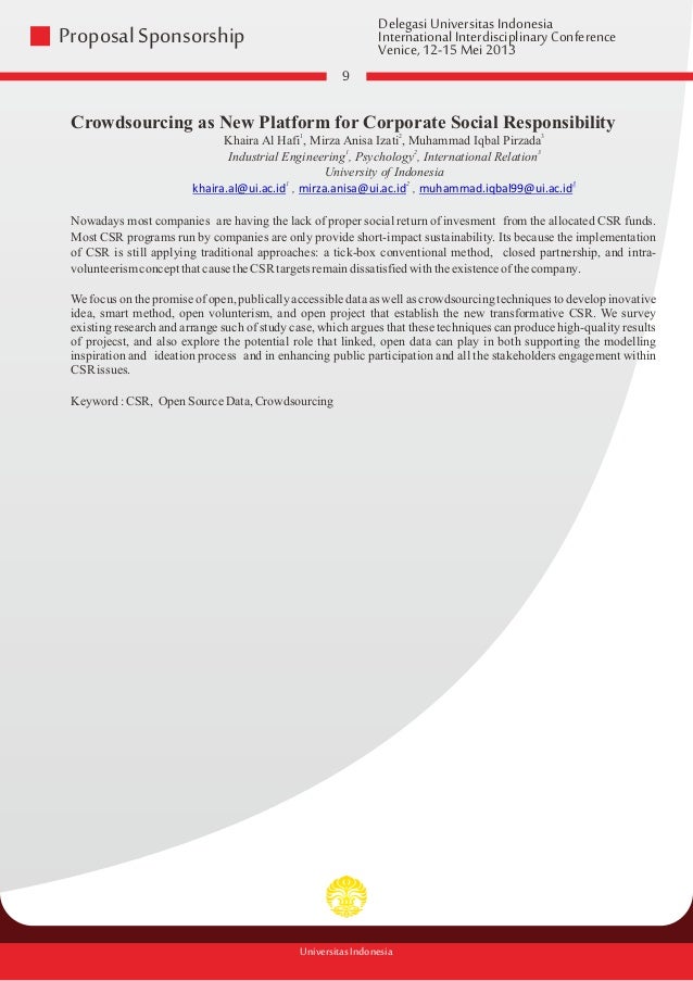 Proposal Sponsorship International Interdisciplinary 