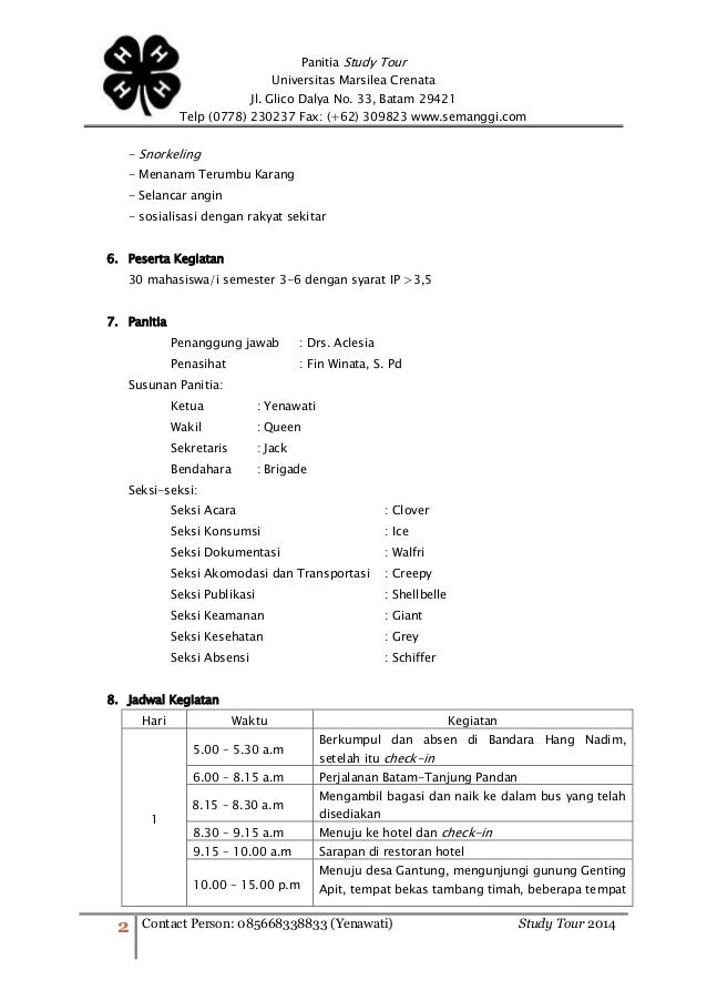 Contoh Proposal Touring