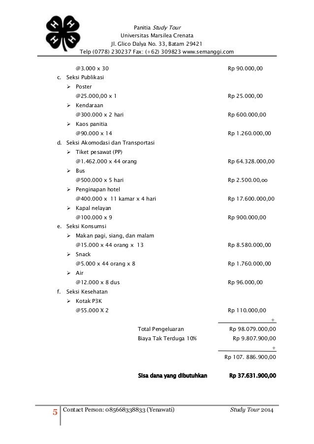 Contoh Proposal Study Tour - Contoh Ski