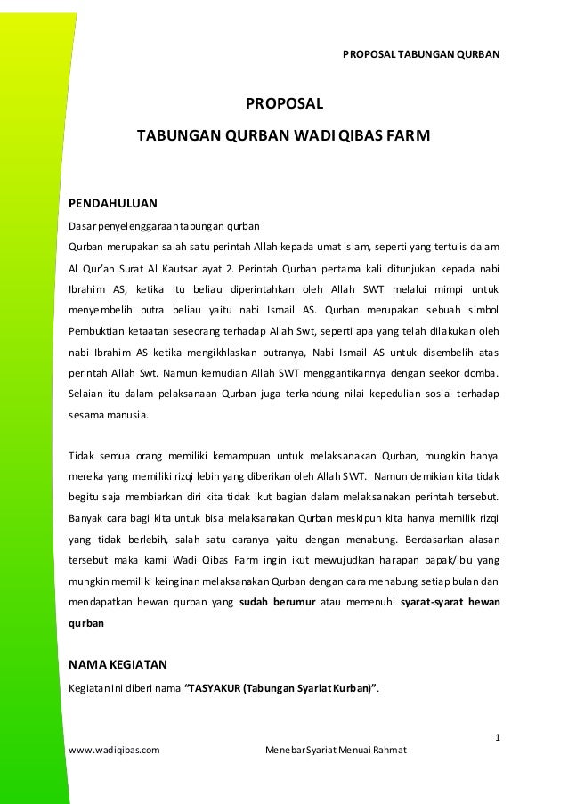 Contoh Proposal Qurban Jawaban Soal Terbaru