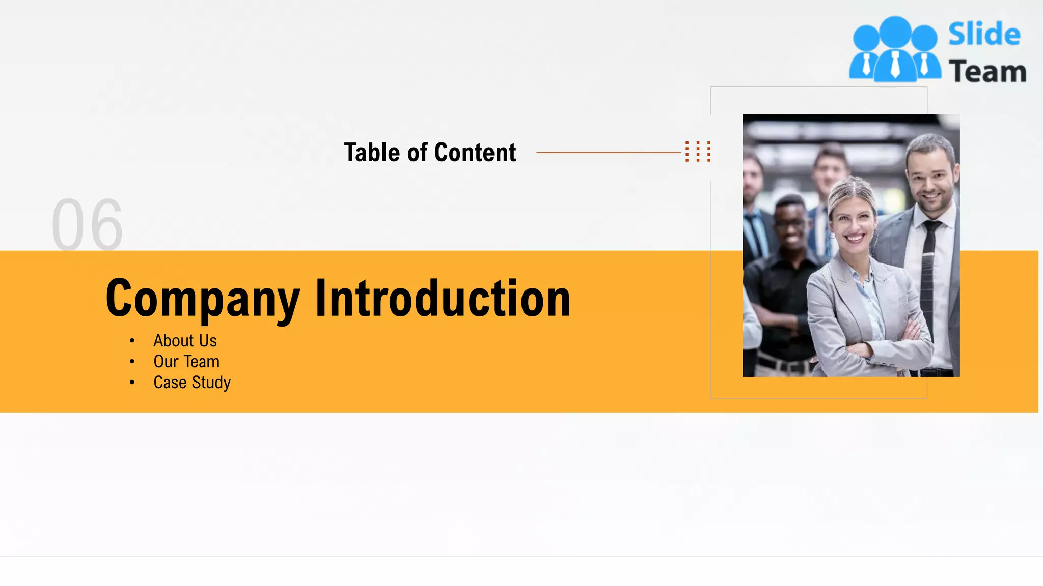 06
Company Introduction
• About Us
• Our Team
• Case Study
Table of Content
15
 