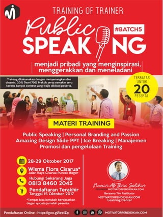 Proposal training of trainer  public speaking batch 5