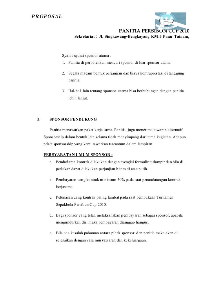 Proposal turnamen sepak bola persibon cup 2010
