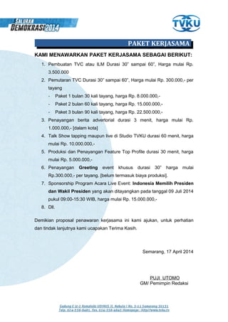 Proposal Penawaran Kerjasama Tv