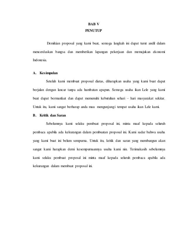 Contoh proposal budidaya ikan air tawar pdf