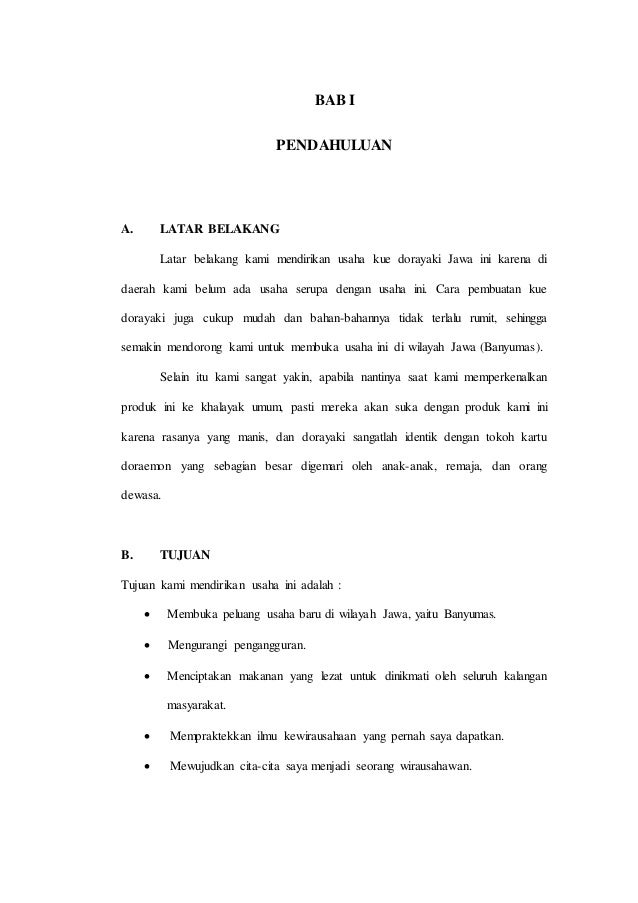 Proposal Usaha Dorayaki Jawa Bsi