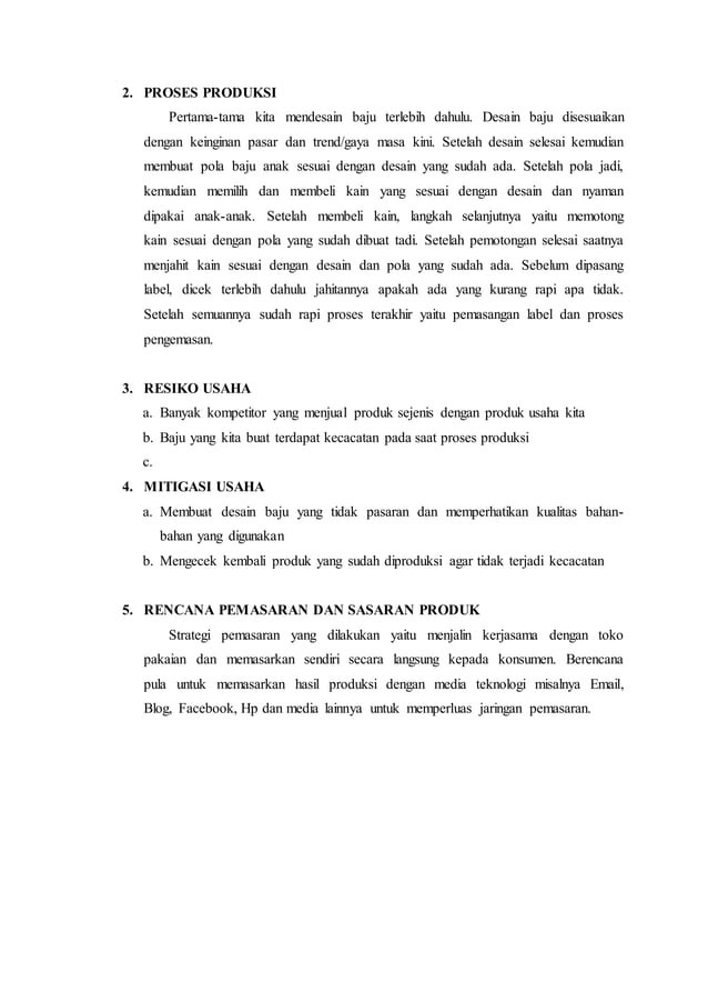 Contoh Proposal usaha fashion