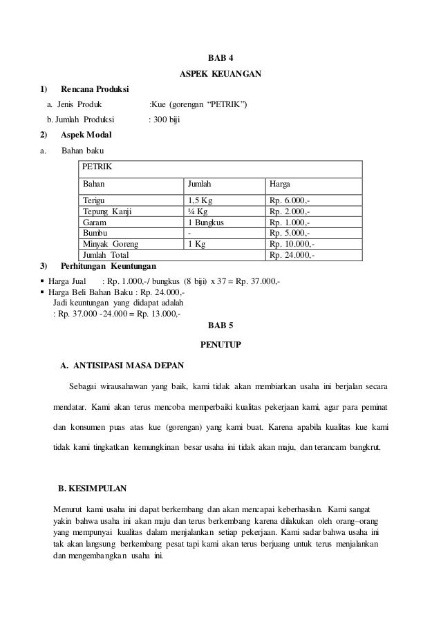 Proposal Usaha Makanan