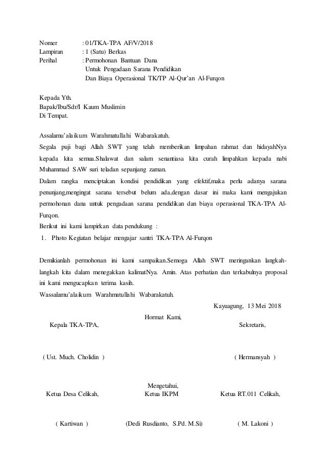 Contoh Surat Wakaf Al-Quran