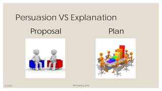 Persuasion VS Explanation
Proposal Plan
2/3/2020 STP Training 2020
 