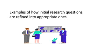 Examples of how initial research questions,
are refined into appropriate ones
 