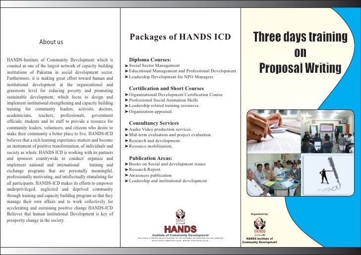 hands icd conduct training on proposal writing proposal to conduct training