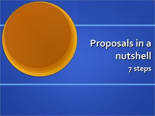 Proposals in a nutshell 7 steps 