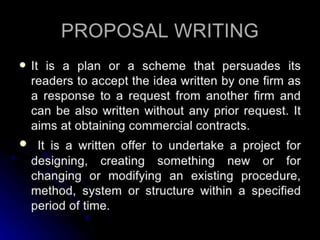 XP
10
PROPOSAL WRITING
 