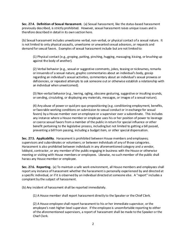 proposed 2019 house harassment policy sexual harassment incident report
