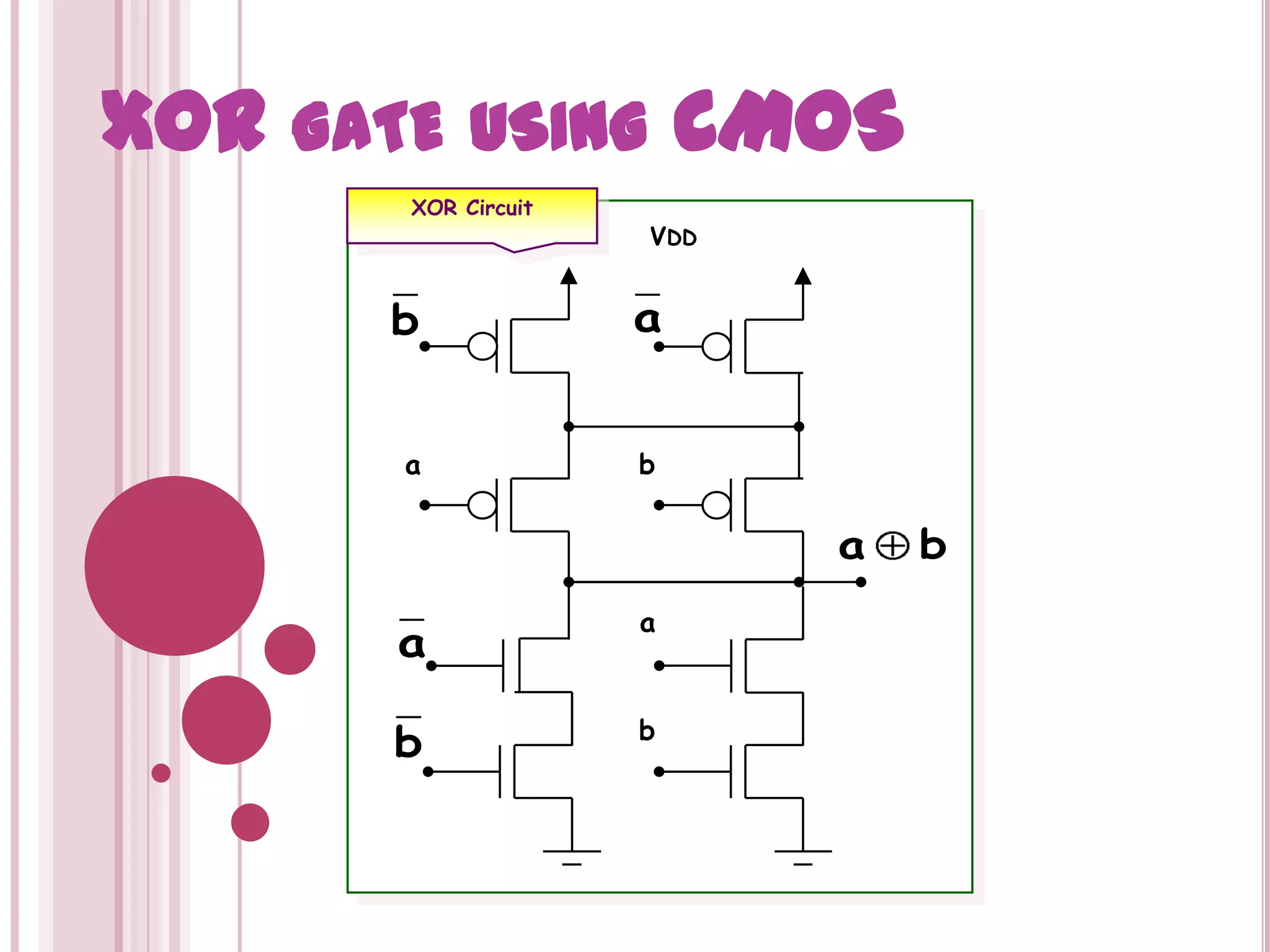 XOR CircuitVDDababXOR gate using CMOS