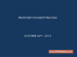PROPOSED PAYMENT PROCESS
26THOCTOBER , 2015
1
www.GSTMadeEasy.com
 