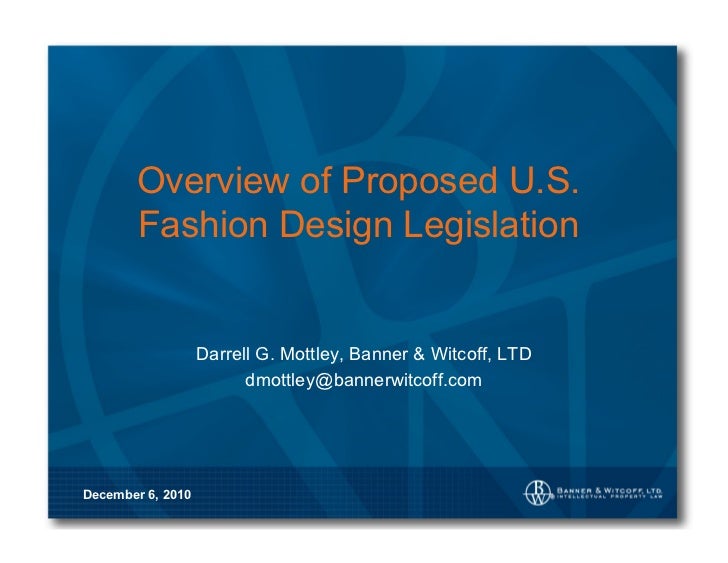Proposed New Us Fashion Design Law 2010