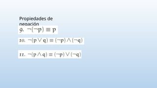 Propiedades de
negación
 