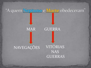 “A quem Neptuno e Marte obedeceram”MARGUERRAVITÓRIAS NAS GUERRASNAVEGAÇÕES