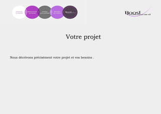 Votre projet
Nous décrivons précisément votre projet et vos besoins .
 