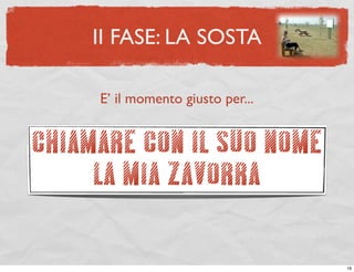 II FASE: LA SOSTA

     E’ il momento giusto per...


CHIAMARE CON IL SUO NOME
     LA MIA ZAVORRA

                                   19
 