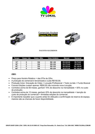 Proposta comercial   tv lokal
